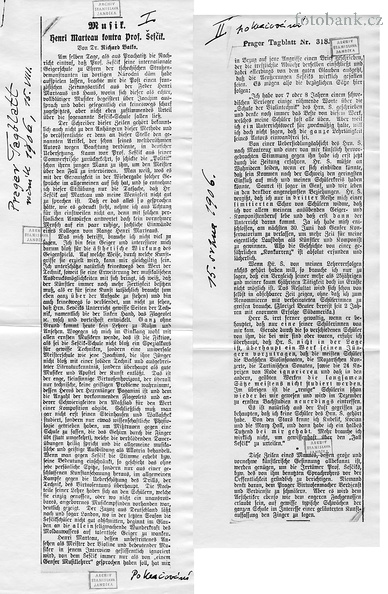 Prager TAGBLATT Henri Marteau kontra Prof. Ševčík, Fotokopie novin, datum: 14. 8. 1902 JK000355.jpg