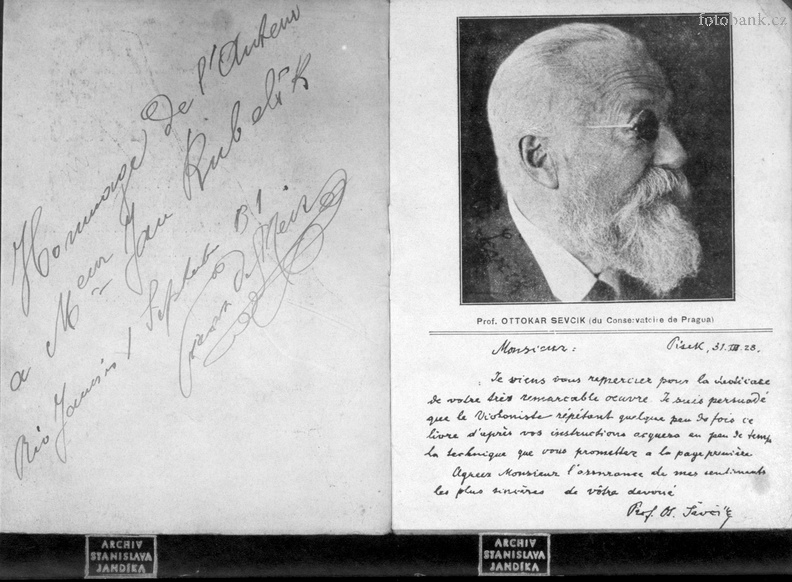 Franzouzsky psaný dopis Otakara Ševčíka, 1928 Dopis Otakara Ševčíka, fotokopie, datum: 30. 3. 1924 JK000339.jpg