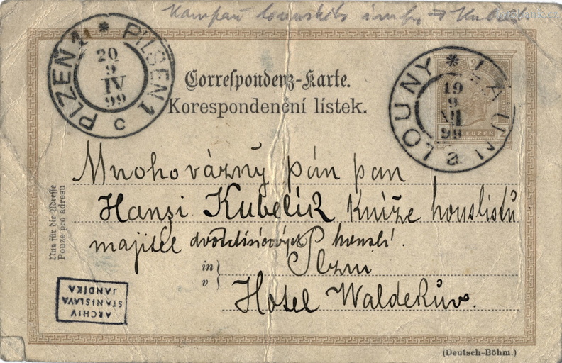 Kampaň lounského, informace Kubelíkovi kartička JK000453.jpg